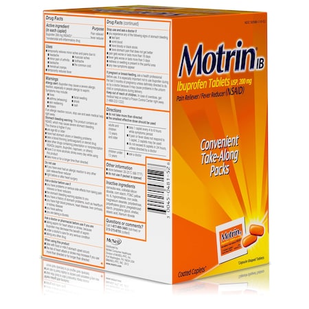 Motrin Ibuprofen Tablets 100 Caplets, PK12
